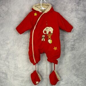 Vintage Orchestra Red Circus Elephant Clown Bear Snowsuit Bunting 12 Months 74cm